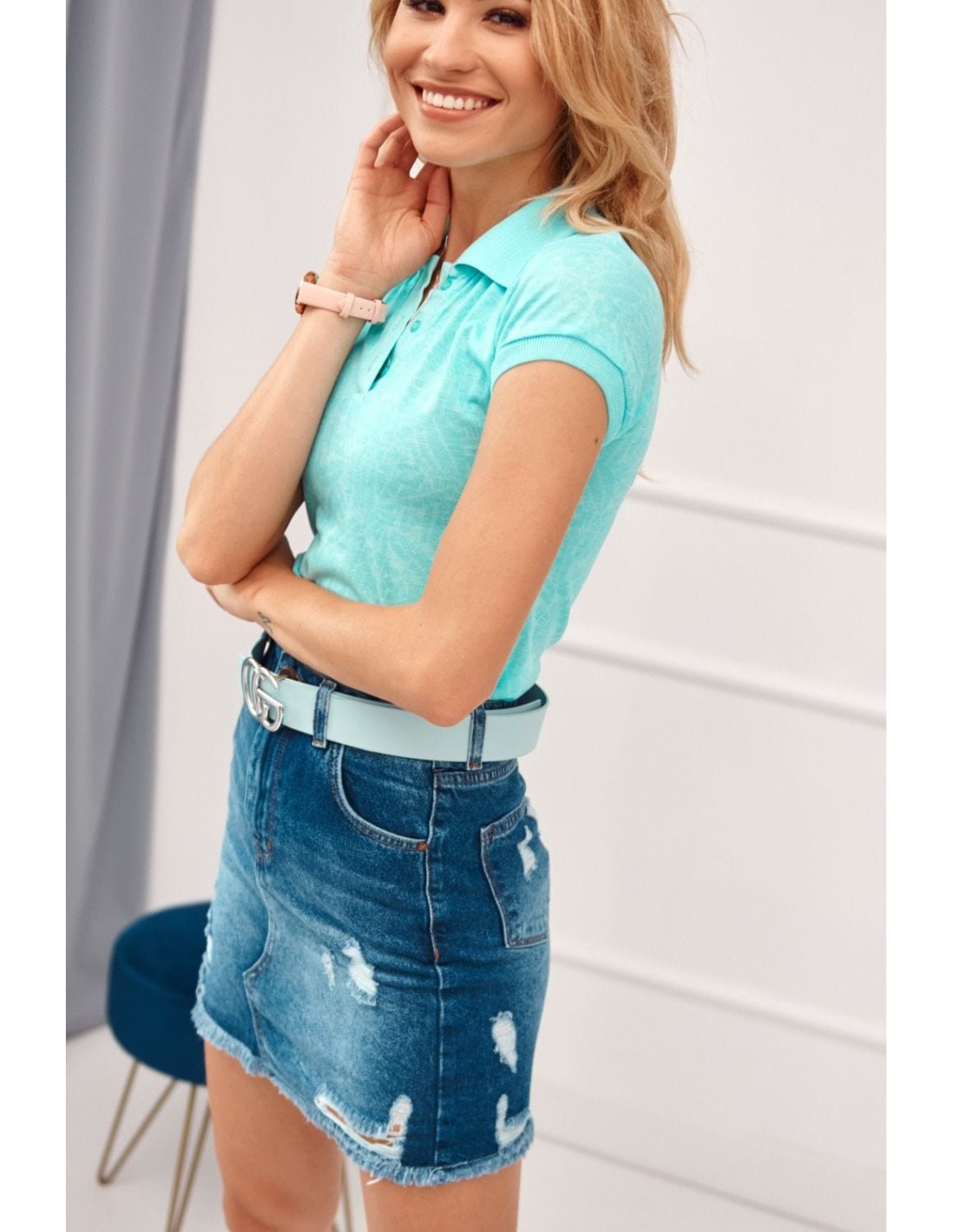 Jeansrock mit Abschürfungen, dunkelblau 3009 - Online-Shop - Boutique